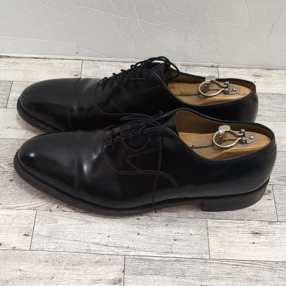 Johnston & Murphy Men's Black Leather Cap Toe Oxford Dress Shoes 10 D/B 22-2981